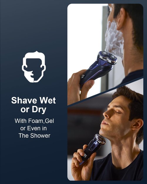 Electric Razor for Men, Electric Shaver for Men Face, Rechargeable Wet Dry Waterproof Cordless Shaver with Pop Up Trimmer