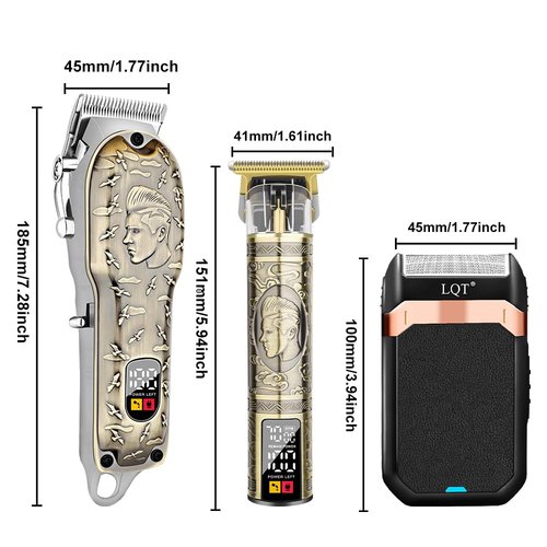 LQT Hair Clippers for Men, Professional Clippers and Trimmers Set, Cordless Hair Clippers with LED Display, Rechargeable Electric Shaver Beard Trimmer, Barber Clippers, Hair Cutting Kit, Gifts for Men