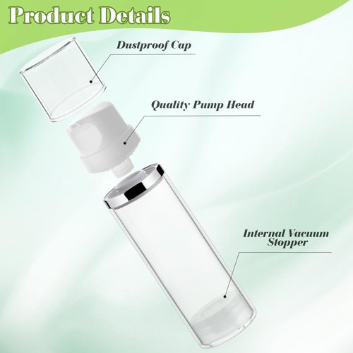 4 Pcs 150ml/5oz Airless Pump Jar Refillable Vacuum Pump Dispenser Bottles Travel Cosmetic Containers for Lotion Essence Shampoo Toiletries