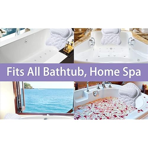 Bath Pillow, Tub Pillow for Bathtub Support Neck,Head and Back with Strong Non-Slip Suction Cups and Comfortabl 3D AirMesh Bath Pillow for Men and Women