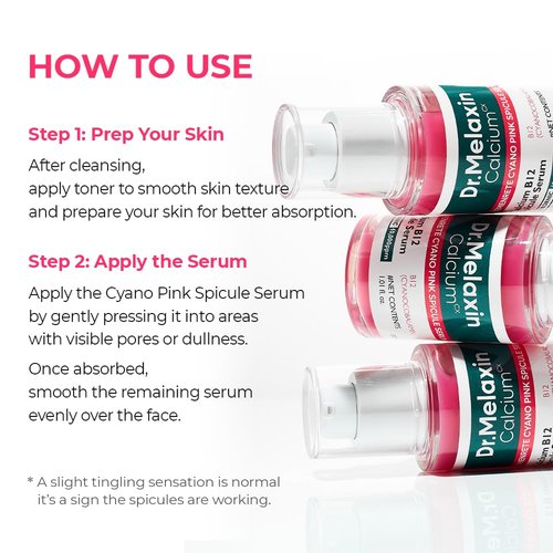 Dr.Melaxin Cemenrete Cyano Pink Spicule Serum with Calcium, korean skin care pore tightening refines spicule microneedling serum 1.01 fl. oz.