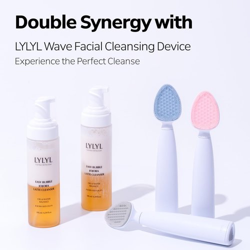 LYLYL Easy Bubble Jojoba Latte Cleanser, 9 Grain Based Ingredients, Oil&Foam Cleanser, EWG Green Ingredients, Double Cleansing, All Skin Types, No Dry Tight Feeling, Korean Skincare, 6.59 fl.oz/195ml