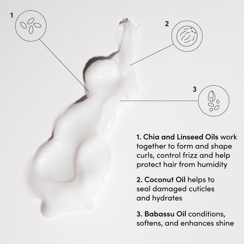 OUAI Curl Cream - Curl Defining Cream with Chia & Linseed Oil - Enhances Definition, Hydration & Shine - Tames Frizz & Protects from Humidity - Silicone-Free Curly Hair Products for Women (8 oz)