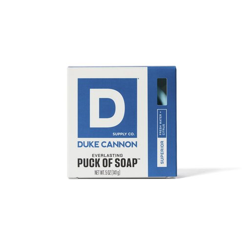 Duke Cannon Supply Co. Bar Soap Puck Bundle - Men's Natural Rounded Bar Soap with Masculine Scents - Disc-Shaped Mens Soap - All Skin Types - Hydrating - Midway & Superior, 5 oz (4 Pack)