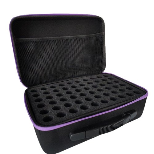 Hard Shell Essential Oil Storage Carrying Case with Foam Insert for 5ml 10ml 15ml Bottles, Portable Double-Layer 120 Bottle EVA Essential Oil Storage Holder Organizer Travel Bag for Yoga(Black,Purple)