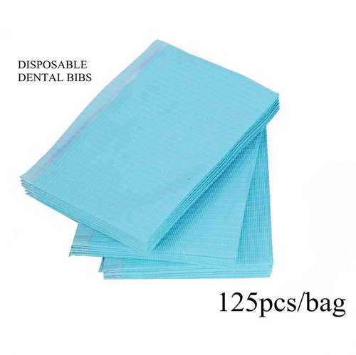 13" x 18" Dental Bibs Disposable Pack of 125,Soft and Waterproof Dentist Bibs for Dental Tray Covers,Tattoo Bib Sheet and Nail Table Cover Supplies (Blue)