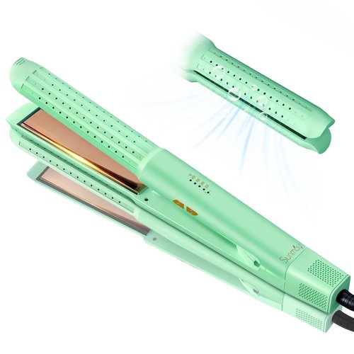 SUNMAY 360°Airflow Hair Straightener,0.95 Inch Titanium Straightener and Curler with Cooling Air Lock in Quick Style,Negative Ions Flat Iron Hair Straightener for Women,Dual Voltage,Auto Shut Off