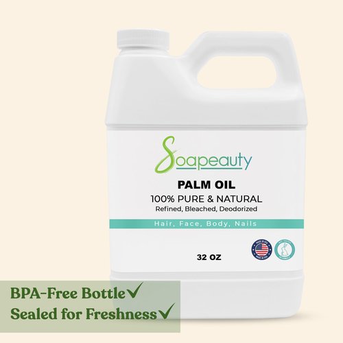 Soapeauty Palm Oil RBD – 100% Pure, Cold-Pressed, Non-Hydrogenated & Sustainable for DIY Soap, Creams & Lotions – Rich in Vitamin E – 32 fl oz