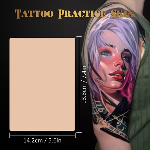 3MM Fake Skin Tattoo - Jconly 20Pcs Practice Skin Double Sides Thick Fake Skin Tattoo Skin, 8×6 in Fake Skin for Beginners and Experienced Tattoo Artists…