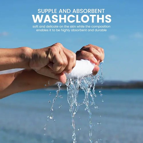 YRALY Cotton Washcloths Set - Premium Quality Face Cloths, 100% Cotton Ring Spun, Soft & Absorbent Towels for Body (50 Pack, White)