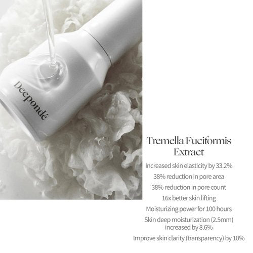 Deeponde Signature Origin 100 Ampoule 1.69 Fl oz Tremella Fuciformis(Snow Mushroom) Extract 100%,Elasticity,Lifting,Moisturizing
