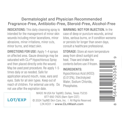 CLn¢ç Hypochlorous Spray - Daily Cleansing Spray to Manage Minor Skin Cuts and Lacerations Without Alcohol, Antibiotics, Steroids or Fragrance, 3 fl. oz.
