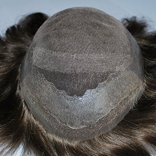 Dark Brown Mens Toupee Lace Front Hairpiece Invisible Hair System 100% Human Hair #3 Color