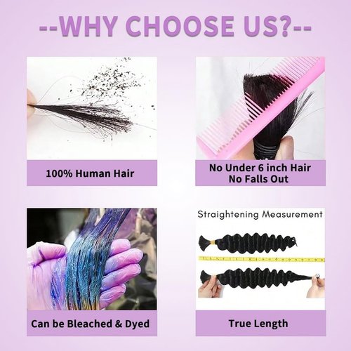 Human Braiding Hair for Boho Braids 20 inch Deep Wave Bulk Human Hair 100% Unprocessed Brazilian Virgin Hair for Bohemian Knotless Curly Braids No Weft 110g Natural Color