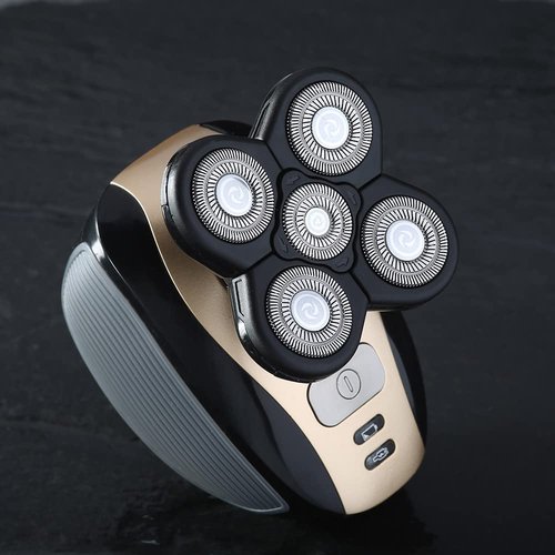 WAHFOX Universal 3 Pcs 5 Blades Shaver Heads for Head shaver and Other Brands Head Shaver, Black+gold