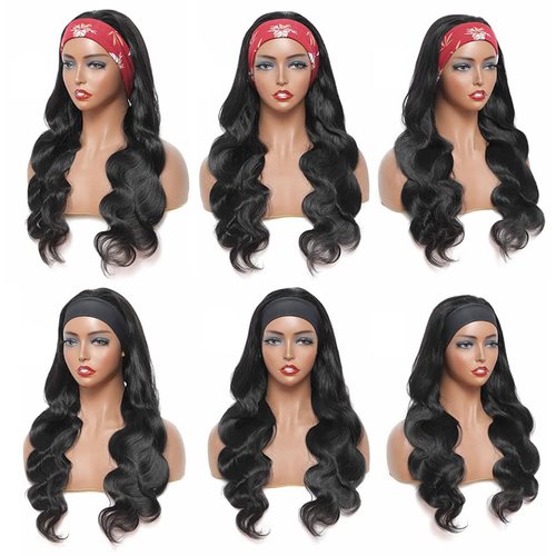 Miss Lee Headband Wigs for Black Women Human Hair 18 Inch Glueless Body Wave Headband Wig Human Hair 100% Brazilian Virgin Hair Machine Made Head band Wig 150% Density