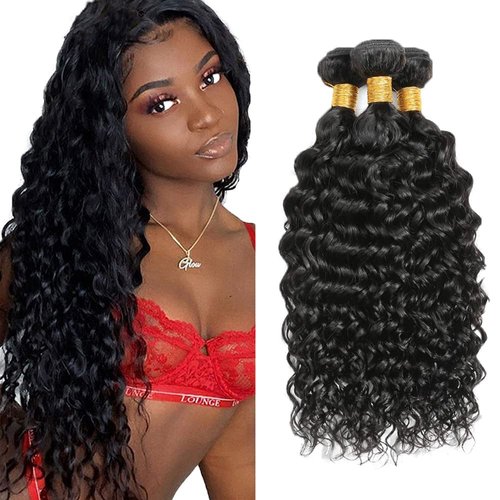 Water Wave Bundles Human Hair Unprocessed Brazilian Virgin 3 Bundles 12 14 16 Inch Natural Black Water Wave Bundle Human Hair Extensions 50 Gram Per Bundle