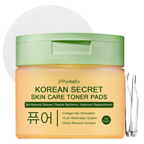 Korean Skin Care Toner Pads Snail Mucin Toning Polish Pads - Facial Skincare for Dark Spots, Wrinkles & Dull Skin - Hydrating Facial Treatment - 100 Count