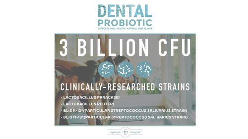 Dental Oral Probiotic, 60 Chewable Tablets - Supplements w/BLIS K12 & M18 - Bad Breath Treatment for Adults - Boosts Oral Health - Fights Halitosis, Tooth Decay, Strep Throat (Mint Flavor)