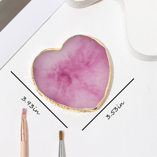 2 Pcs Resin Nail Art Palette, Nail Painting Mixing Tray with Gold Edge, Nail Art Display Board, Nail Polish Holder for Nail Design, Manicure Tools for Nail Artists (E-Heart-Shaped White and Purple)