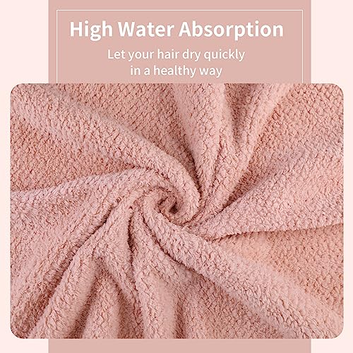 Microfiber Hair Towel Quick Dry Hair Towel Hair Drying Towels Suitable for All Kinds of Hair Ultra Absorbent Long and Thick Hair 20X40inch Lotus Root Pink (1pcs)