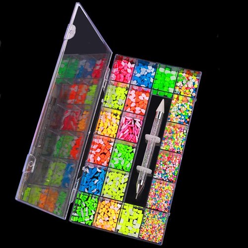 VERONNI Glow in The Dark Nail Rhinestones Kit, Multi Shapes Luminous Neon AB Crystal, Fluorescent Rhinestones for Art Craft Mix Sizes Nail Gems Accessories (04 Luminous)