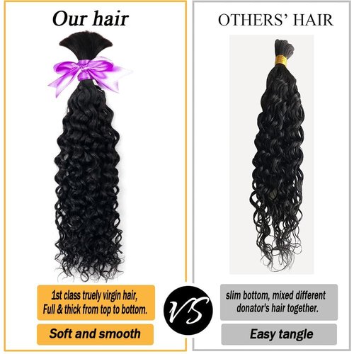 Human Braiding Hair for Boho Knotless Braids Bulk 20inch Curly Bundles Human Hair for Micro Braiding Wet and Wavy Water Wave No Weft Human Hair Extension for Box Boho Braids 100g with 2 Bundles