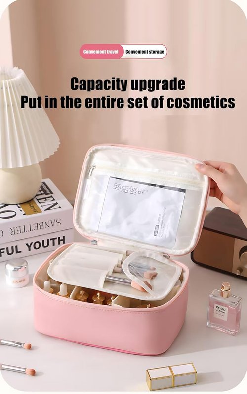 Makeup Bag – Cinnamoroll Makeup Organizer, Travel Toiletry Bag for Women & Girls | Cute Cosmetic Bag, Train Case for, Travel Bag, Toiletry Bag for Women, Make up Storage (Blue Cinamoro)