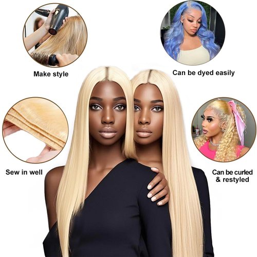 613 Bundles Human Hair 16 Inch12A Grade 100% Unprocessed Brazilian Virgin Blonde 613 Human Hair Extensions For Women 100g Blonde Bundles Human Hair