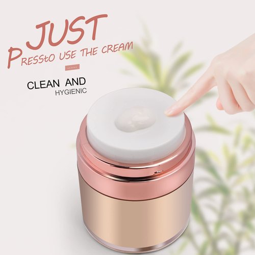 Cositina 4 Pack Airless Pump Jars,1.7Oz/50ml Empty Acrylic Airless Makeup Cosmetic Jar with Press Pump,Refillable Travel Lotion Jar With Lid for Thick Moisturizer,Creams,Gel Lotion,Rose-Golden