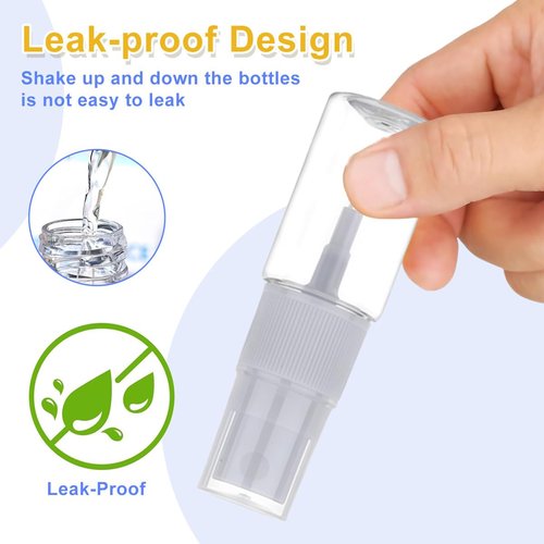 SYBL 12Pcs 10ml/0.3oz Empty Refillable Clear Plastic Fine Mist Spray Bottles Travel Cosmetic Sample Atomizer Containers Vials for Perfume Moisturizer Cleaning Water