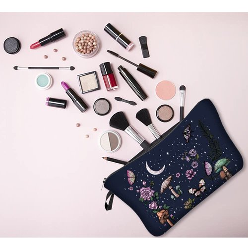 Aschar Allover Print Makeup Bag Organizer - Moon Phase 1 - Women's Travel & Daily Use Cosmetic Pouch