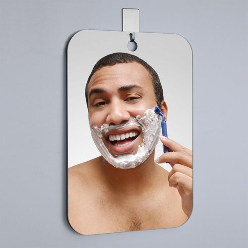 Shatterproof Shower Mirror Fogless for Shaving,(Larger 10.7x8 Inch) Anti Fog Shaving Mirror Holder NO-Drilling, No Fog Free Waterproof,Small Wall Mounted Bathroom Accessories Camping Hanging Men