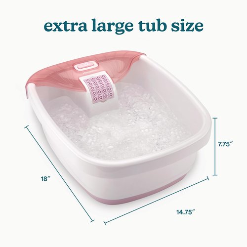 Homedics Bubble Bliss® Deluxe Footbath Gift Set – Heated Foot Spa with Invigorating Bubbles, 3 Massage Attachments, Pumice Stone, Moisturizing Heel Socks & Splash Guard for Ultimate Relaxation