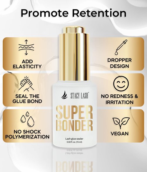 Super Bonder 15ml & Pure Power Lash Remover for Eyelash Extensions 40ml / Lash Bonder for Eyelash Extensions/Locks Eyelash Glue Fumes / 60 Sec Dissolution Lash Glue Remover/Lash Extension Supplies