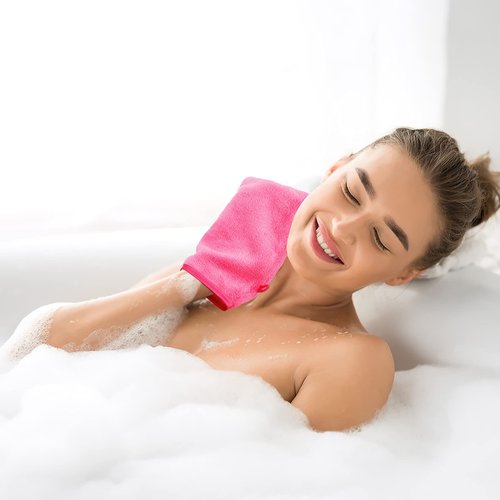 PHOGARY 10 PCS Microfiber Body Wash Mitts, Flannel Soft Face Mitten, Bath Spa Cloth, Reusable Makeup Remover Mitt Gloves, European Style Wash Cloth,6×8inch, 5 Colors