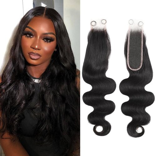Body Wave 2x6 HD Lace Closure Transparent Hd Lace Closure Human Hair 16Inch 100% Brazilian Virgin Middle Part Pre Plucked With Baby Hair Natural Color 0.10Mm Ultra-Thin 2X6 HD Lace