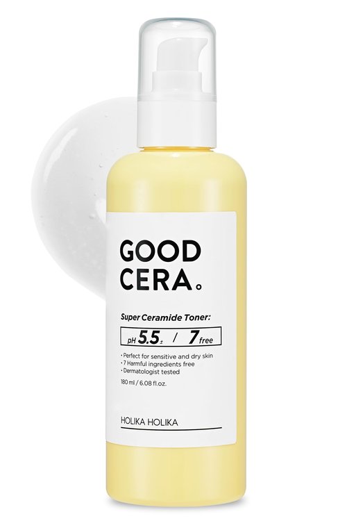 HOLIKA HOLIKA Good Cera Super Ceramide Toner - 50% Ceramide Hydrating Toner with Hyaluronic Acid & Niacinamide - Korean Skincare pH 5.5 Moisturizing for Dry Sensitive Skin, 6.12 fl.oz.