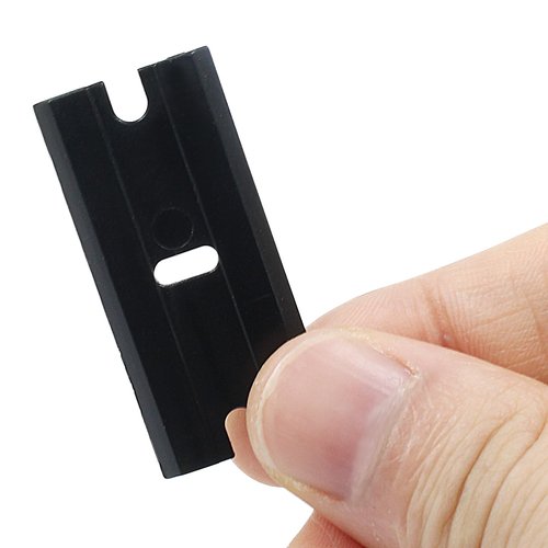 PHITUODA 200pcs Plastic Razor Blades, Double Edged Plastic Blades, Safety Glass Scraper Blades for Cleaning Glass Removing Adhesive Residue(Black)