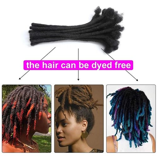 6 Inch Loc Extensions Human Hair Short Dreads Extensions Dreadlock Extensions for Men Women 0.6 cm 30 Strands Handmade Permanent Locs Extension Natural Black Locs Hair Extensions Can be Dyed Bleached