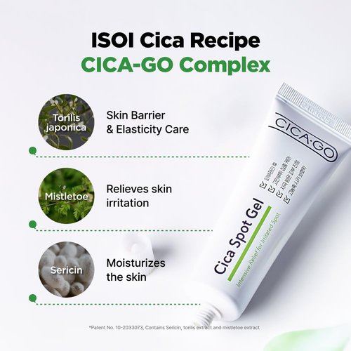 CICAGO Cica Spot Gel, Soothing Gel for Sensitive & Irritated Skin, Fast-Acting Relief, Blemish & Pimple Spot Treatment for Face, Centella Asiatica, Madecassoside, Korean Skin Care (0.88 oz, 25g)