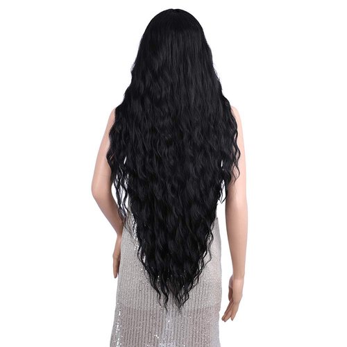 Atohallan Long Black Wig for Women 36 inch Super Long Water Wavy Wigs Heat Resistant Synthetic Soft Wavy Fluffy Curly Wig for Daily Party Use Halloween Wig