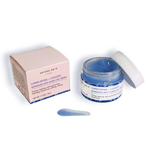Natural Amor Copper Peptide Face Gel Moisturizer, Collagen Anti-Aging Facial Cream, Rapid Firming, Reduce Wrinkles 1.7 oz