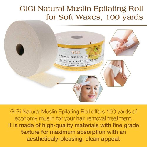 GiGi Epilating Muslin Roll – Wax Strips for Hair Removal, Natural Muslin Wax Roll for Face & Body, 3.25-inch x 100 yards
