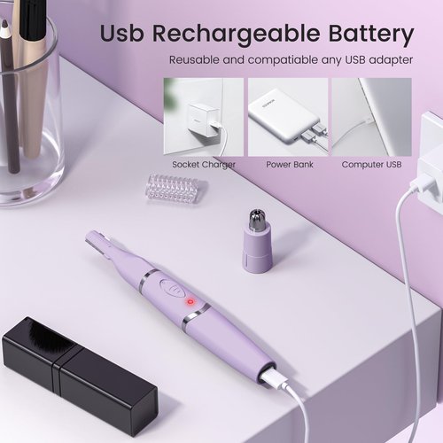 Yinowt Ear and Nose Hair Trimmer for Women, 2025 Professional Painless 2 in 1 USB Rechargeable Eyebrow & Facial Hair Trimmer, Precision Tool with Powerful Motor and Dual-Edge Blades, IPX7 Waterproof