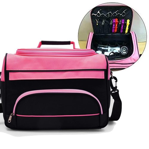 MAXPAND Small Hairdressing Bags for Stylists Hairdresser Bag for Supplies with Shoulder Strap Cosmetics Beauty Hairstylist Bag Makeup Salon Organizer Bag with YKK Zipper (BLACK), 13.8" x 8.7" x 9.5"