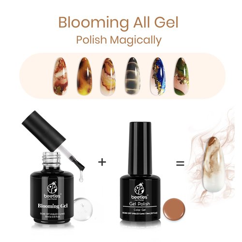 Beetles Jelly Gel Nail Polish Set 20 Colors Neutral Sheer Nude Pink Glitter White Color Soak Off UV Gel Kit with Nail Blooming Gel 15ml Clear Uv Led Blossom Gel Polish for Spreading Effect