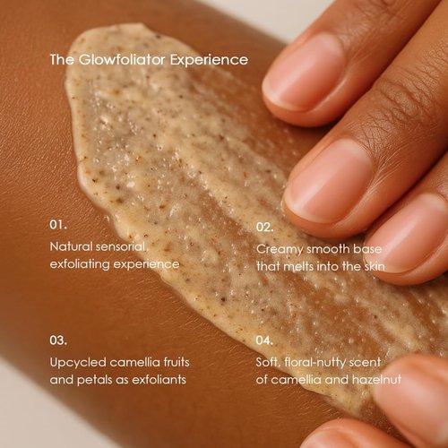 EFFORTLESS GLOW CAMELLIA BODY GLOWFOLIATOR - Natural Body Scrub for Soft & Luminous Skin - Camellia Seed and Flower & AHA, BHA, PHA
