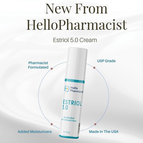 HelloPharmacist Natural Bioidentical Estriol 5.0 Professional Cream for Women - Menopause Support - Added Moisturizers & Hyaluronic Acid - 3 Ounces - Trusted Brand