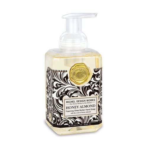 Michel Design Works Foaming Hand Soap Classic Favorites Trio 3 piece Bundle, 17.80-Fluid Ounce, Lemon Basil, Honey Almond & Ocean Tide- 3 Full Size Beautiful Square Containers with Pump